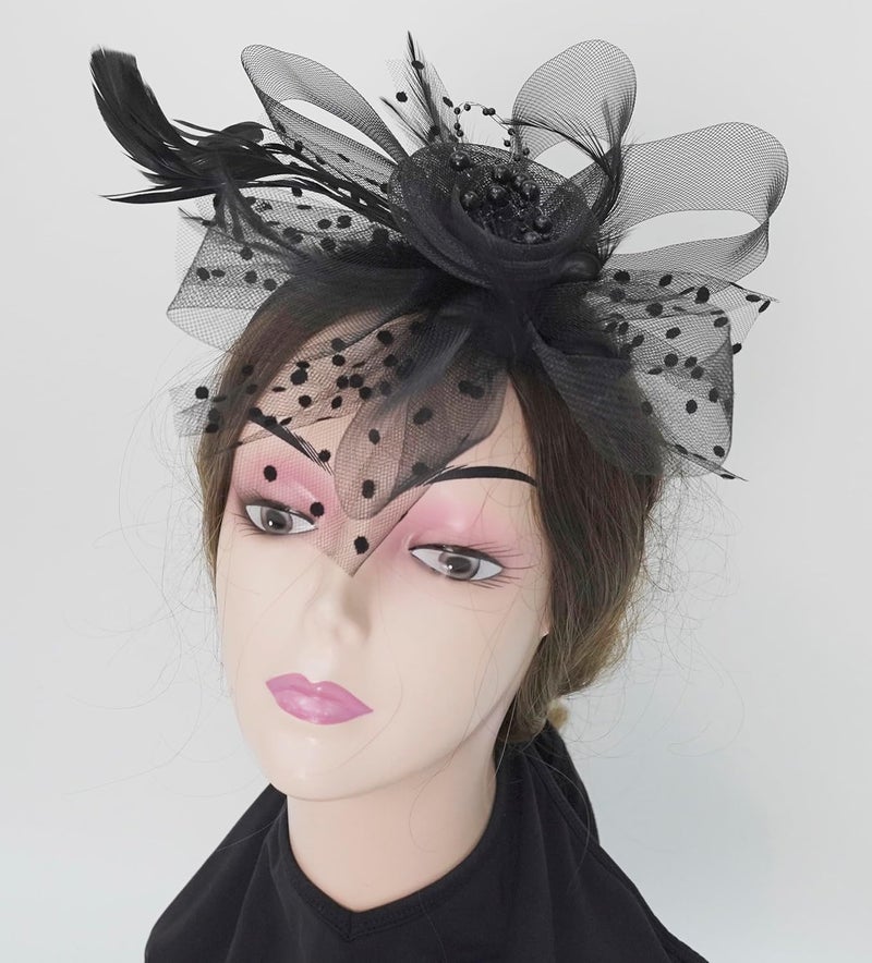 HIWIND Store Fascinators Hat Women Tea Party Headband Flower Cocktail Mesh Feathers Hair Clip Kentucky Derby Hat Wedding - Image 2